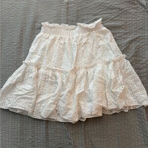 Altar'd State Cream Bubble Mini Skirt with Ruffled Tiers